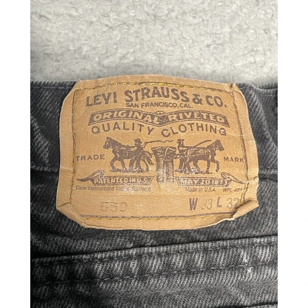 Vintage 90s Levi's‎ 550 Black Denim Jeans Mens 33x32 Black Tab Made In USA Faded